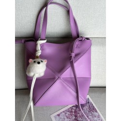 로에베 Loewe 1763 Mini Puzzle Fold Tote Bag in Shiny Calfskin