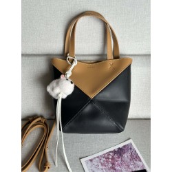 로에베 Loewe 1763 Mini Puzzle Fold Tote Bag in Shiny Calfskin