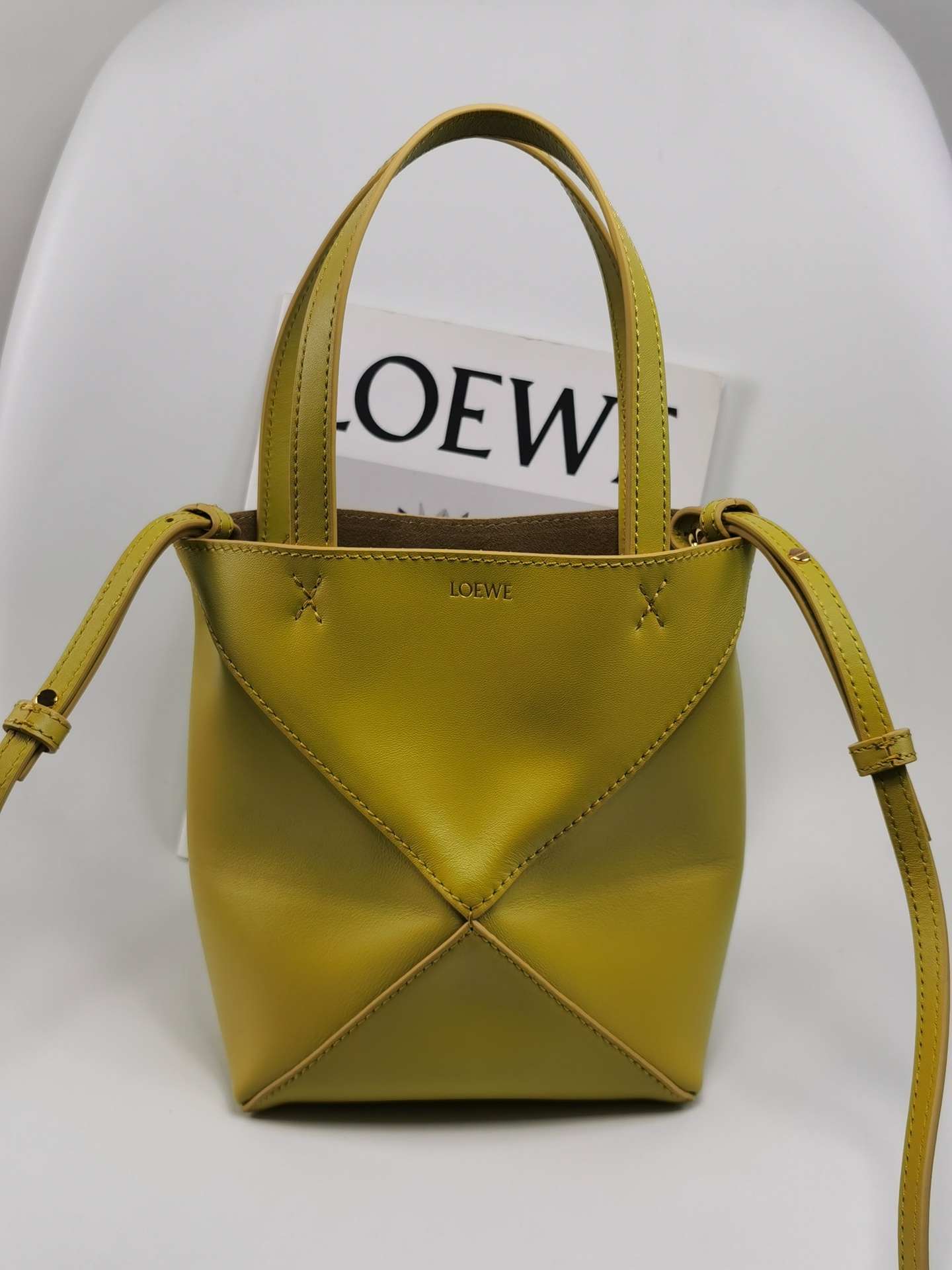 로에베 Loewe 1763 Mini Puzzle Fold Tote Bag in Shiny Calfskin