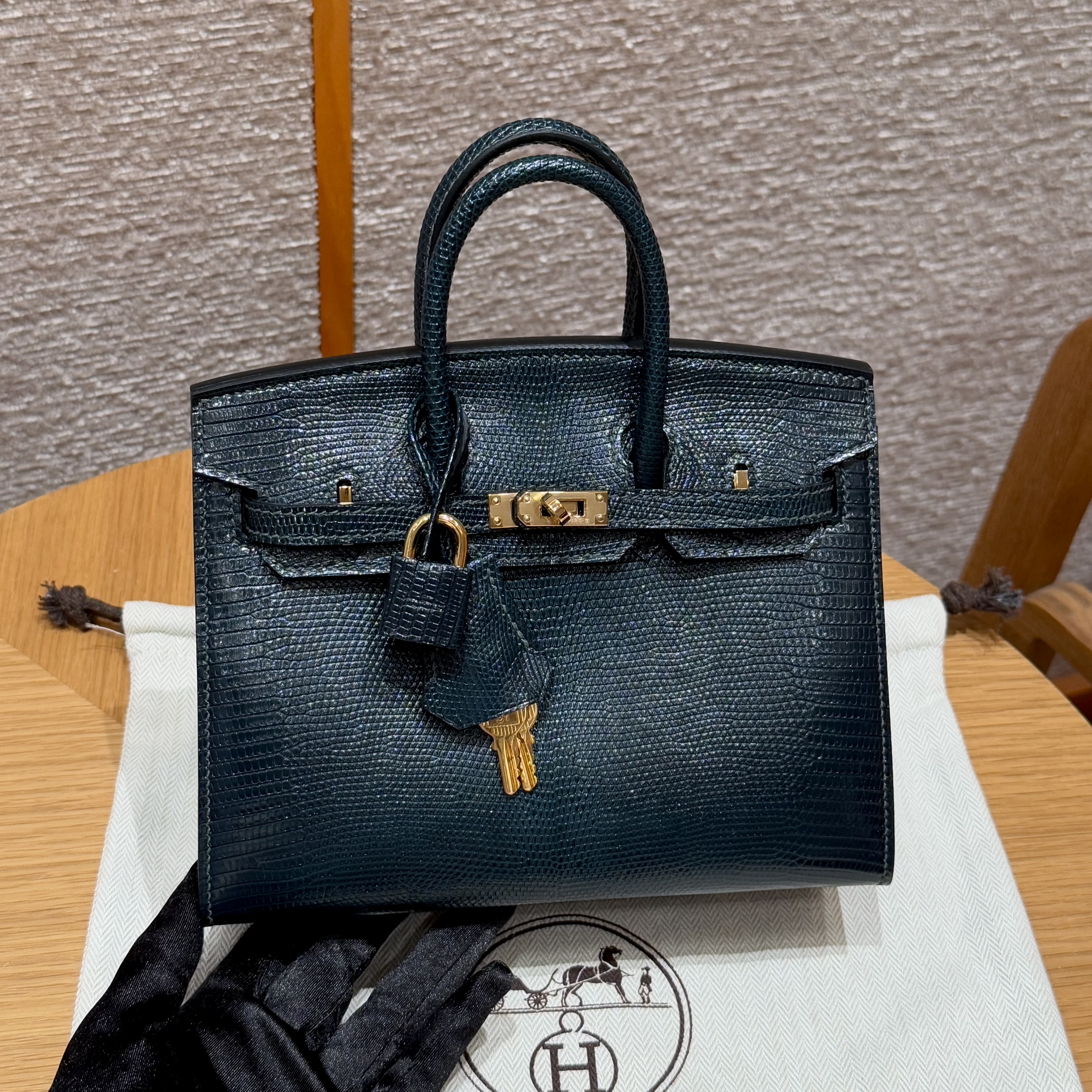 에르메스 Hermes Birkin 20cm Lizard 60 Vert cypres/gold