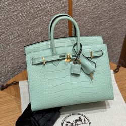 에르메스 Hermes Birkin 20cm Matte Alligator 6W Menthe/gold