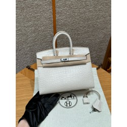 에르메스 Hermes Birkin 20cm Matte Alligator 8L Beton/silver