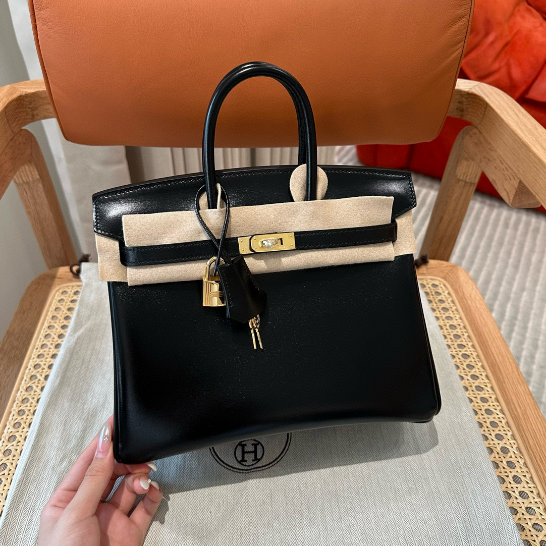 에르메스 Hermes Birkin 25cm Box 89 Noir/gold