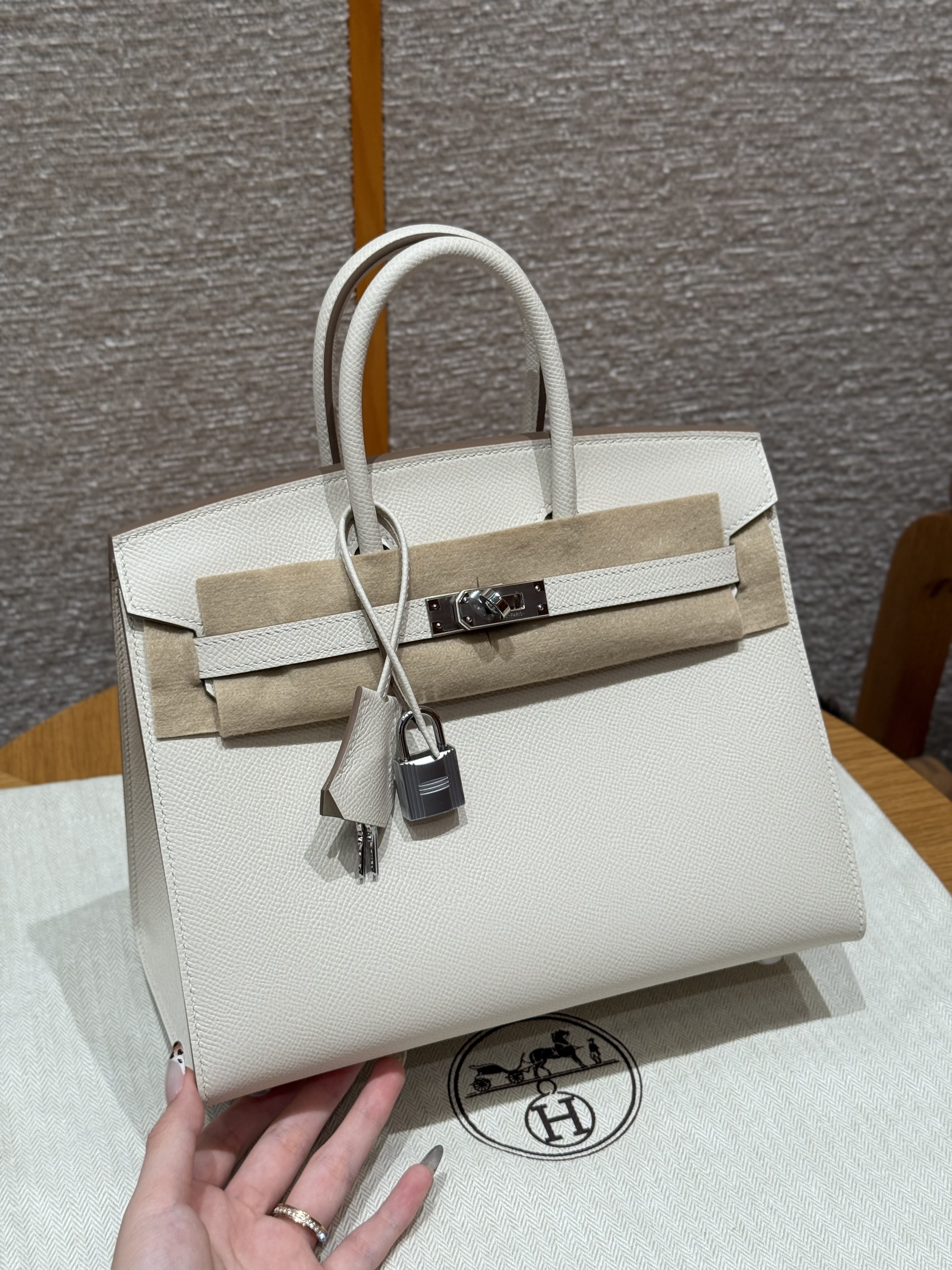 에르메스 Hermes Birkin 25cm Epsom 10 Craie/silver