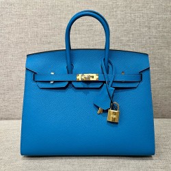 에르메스 Hermes Birkin 25cm Epsom B3 Blue Zanzibar/gold