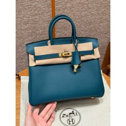 에르메스 Hermes Birkin 25cm Epsom Retiurne W0 Vert Bosphore/gold