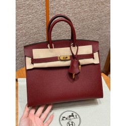 에르메스 Hermes Birkin 25cm Epsom sellier 55 Rouge H/gold