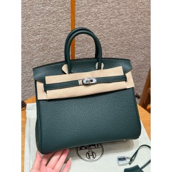 에르메스 Hermes Birkin 25cm Togo 1T Vert tien/silver