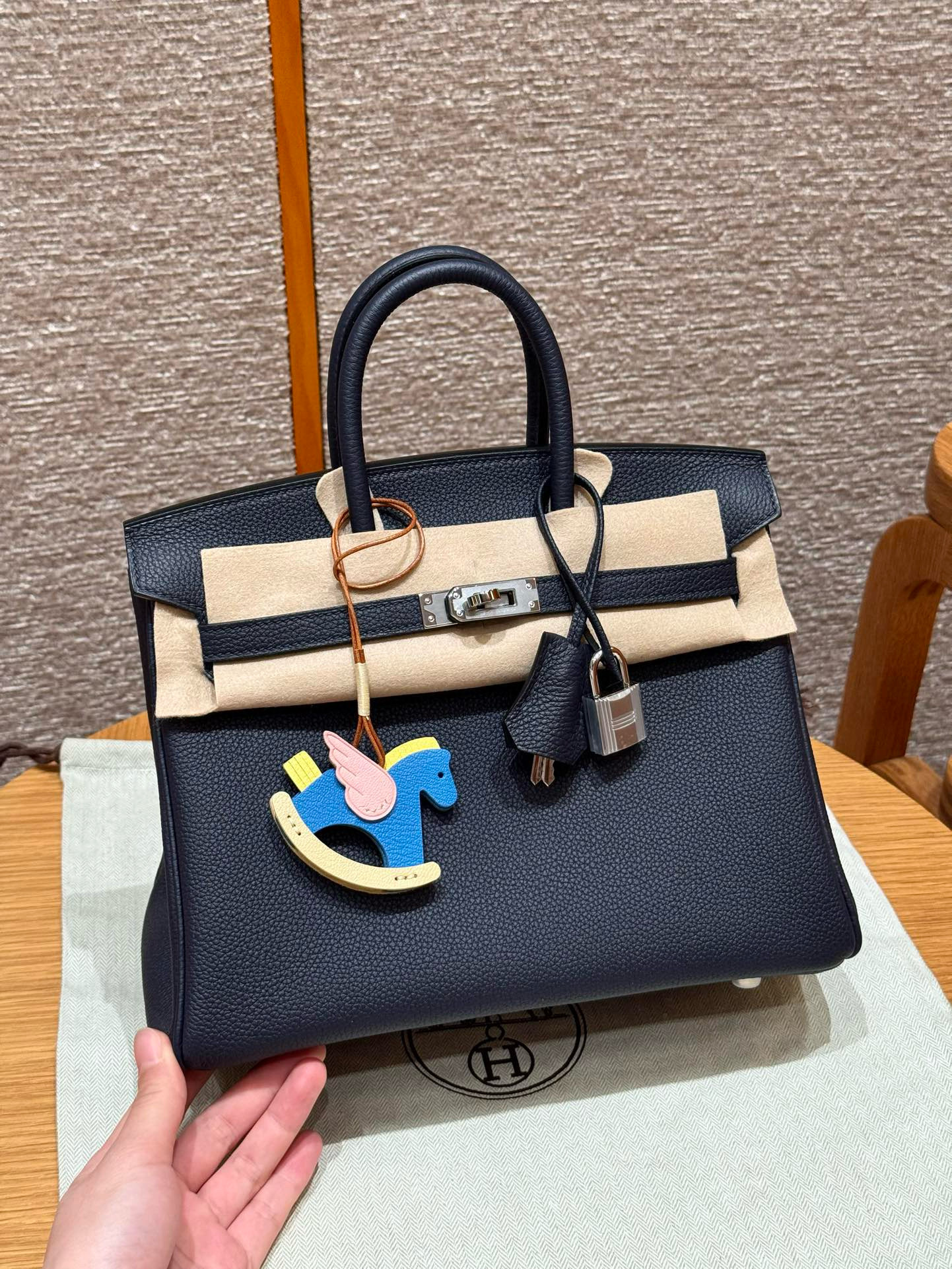 에르메스 Hermes Birkin 25cm Togo 2Z Blue nuit/silver