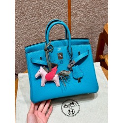 에르메스 Hermes Birkin 25cm Togo 7F Blue paon/silver