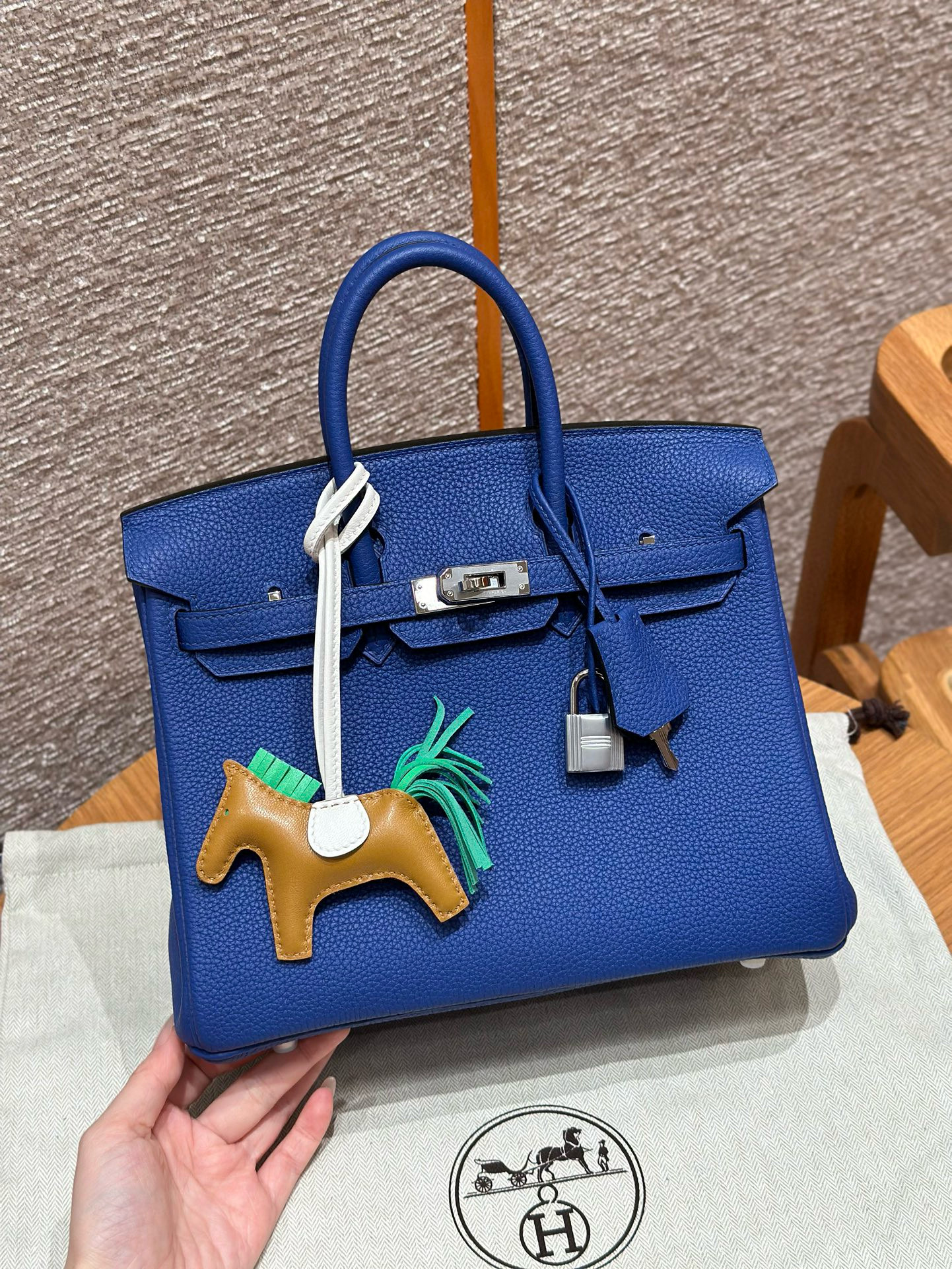 에르메스 Hermes Birkin 25cm Togo 7T Blue electric/silver