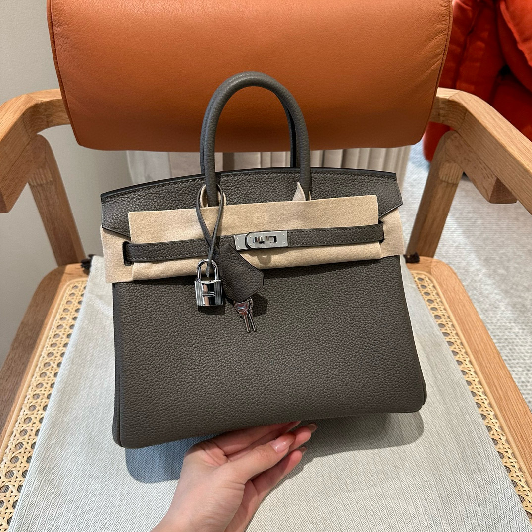 에르메스 Hermes Birkin 25cm Togo 8F Etain/silver