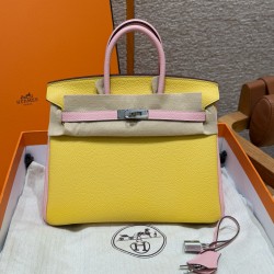 에르메스 Hermes Birkin 25cm Togo 9O Jaune naples and 3QRose Sakura/silver