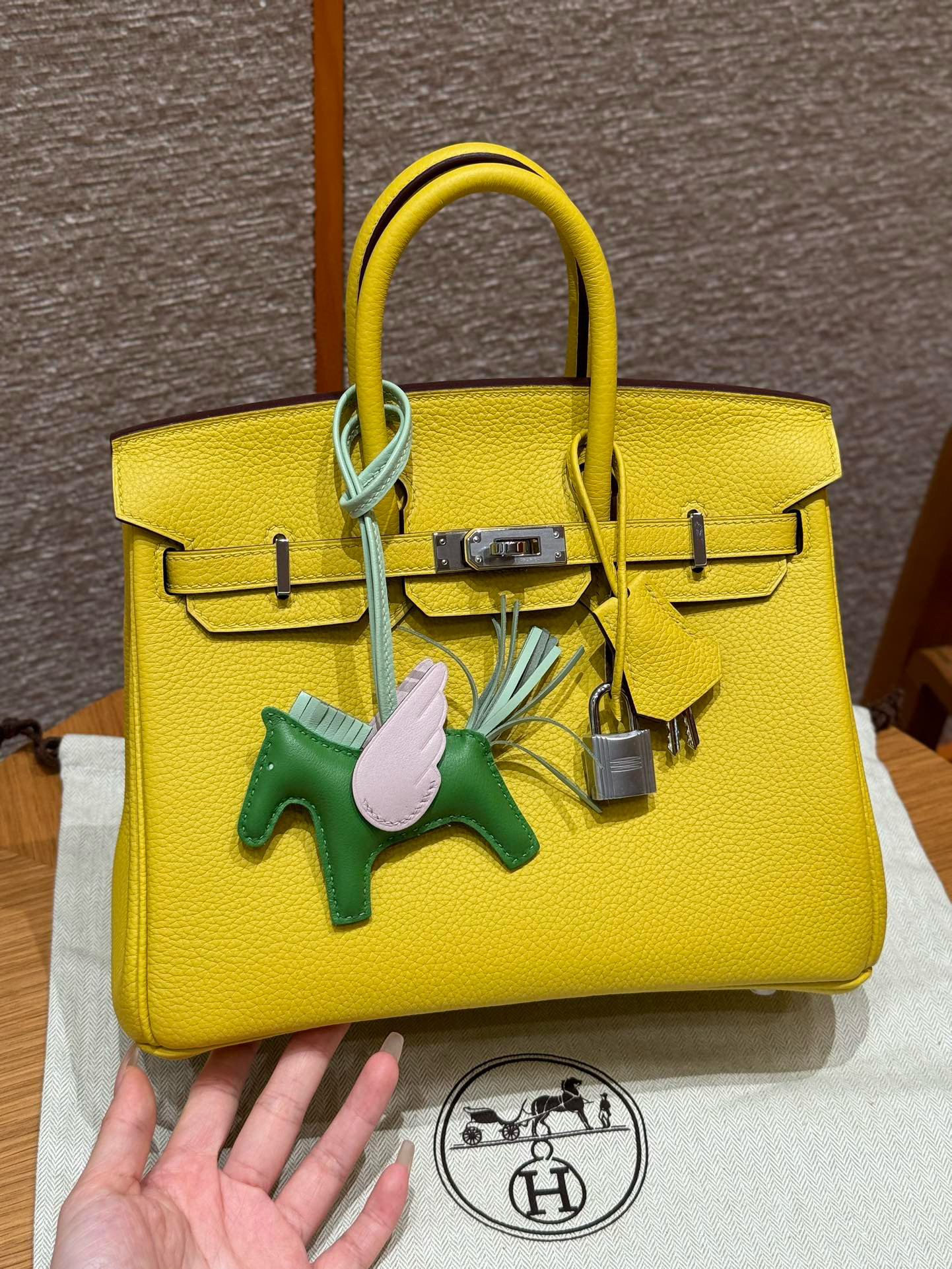 에르메스 Hermes Birkin 25cm Togo 9O Jaune naples/silver