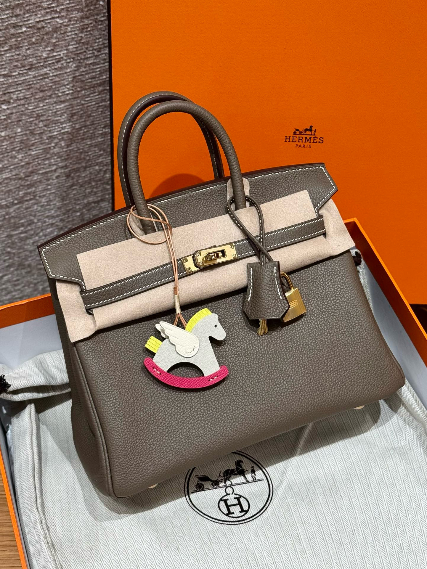 에르메스 Hermes Birkin 25cm Togo 18 Etoupe/gold