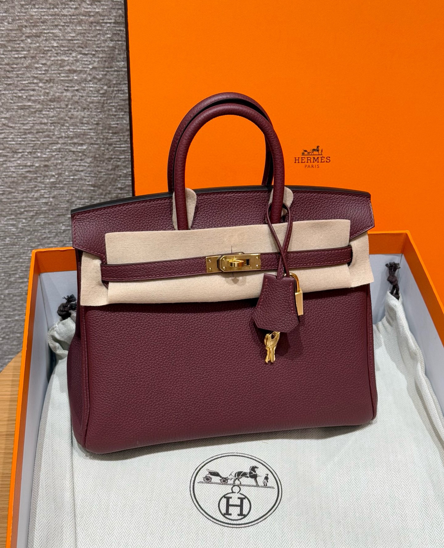 에르메스 Hermes Birkin 25cm Togo 55 Rouge H/gold