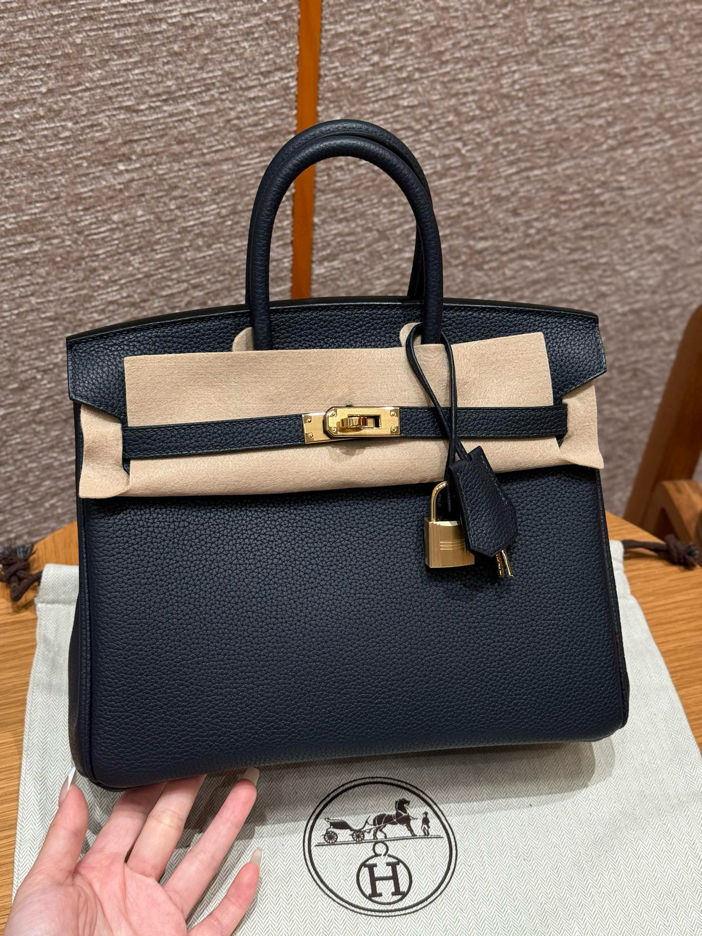 에르메스 Hermes Birkin 25cm Togo 76 Blue indigo/gold