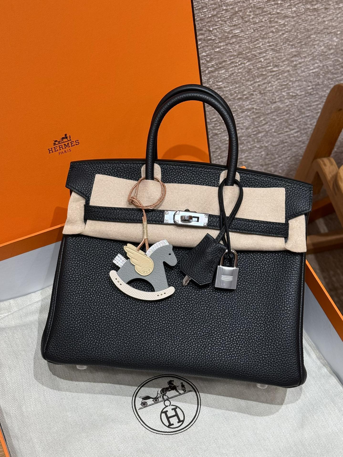 에르메스 Hermes Birkin 25cm Togo 89 Noir/silver