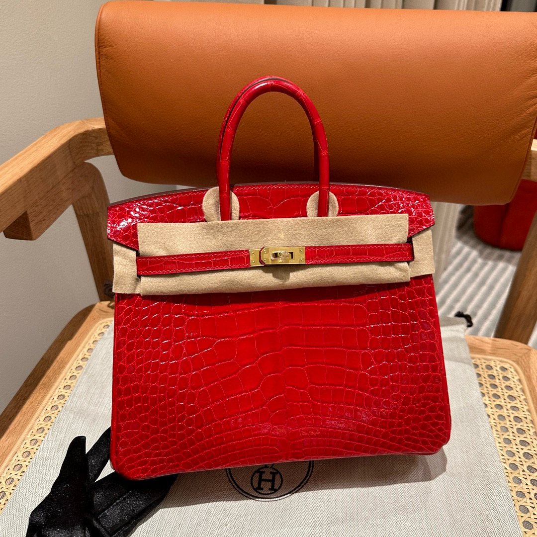 에르메스 Hermes Birkin 25cm Alligator 95 Braise/gold