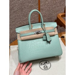 에르메스 Hermes Birkin 25cm Matte Alligator 6W Menthe/silver