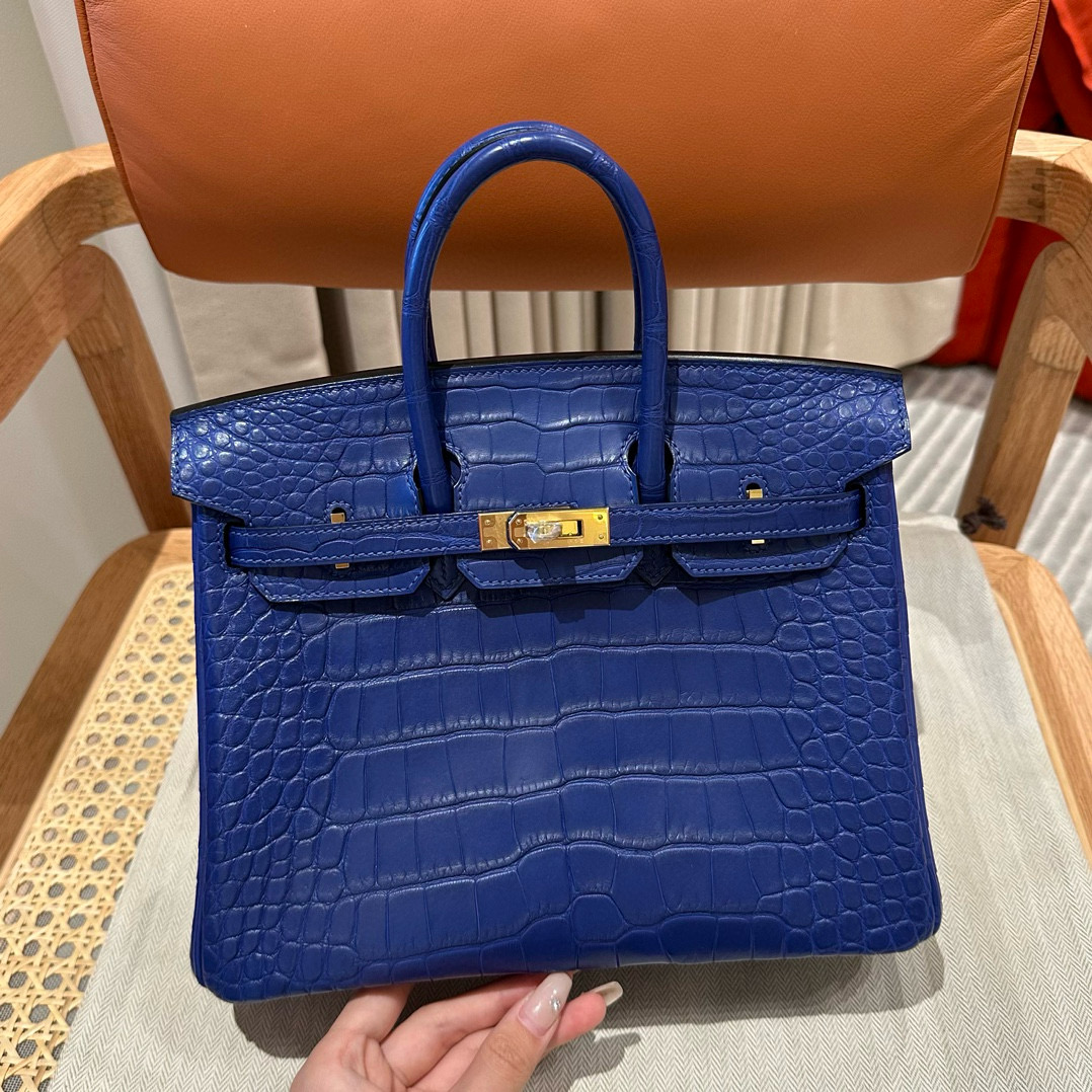 에르메스 Hermes Birkin 25cm Matte Alligator 73 Blue Saphir/gold