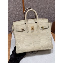 에르메스 Hermes Birkin 25cm Matte Alligator Y1 Vanille/gold
