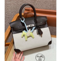 에르메스 Hermes Birkin 30cm Canvas and Swift 46 Ebene/silver