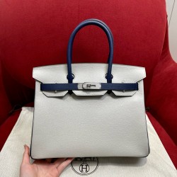 에르메스 Hermes Birkin 30cm 80 Gris prele and M3 Blue encer/silver