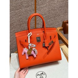 에르메스 Hermes Birkin 30cm Epsom 8V Orange poppy/silver