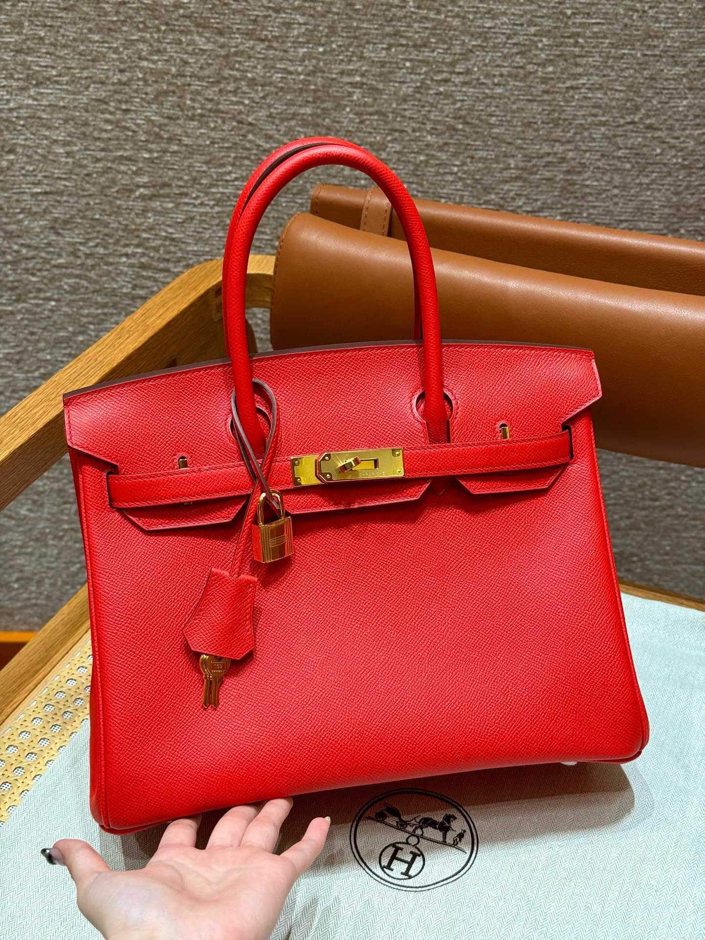 에르메스 Hermes Birkin 30cm Epsom S3 Rouge Coeur/gold