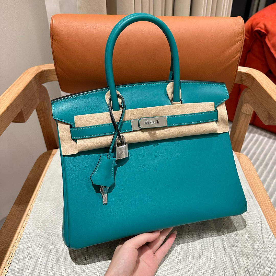 에르메스 Hermes Birkin 30cm Swift 7F Blue paon/silver