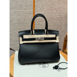 에르메스 Hermes Birkin 30cm Swift 89 Noir/silver