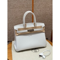 에르메스 Hermes Birkin 30cm Togo 01 Blanc and 8V Orange poppy/silver