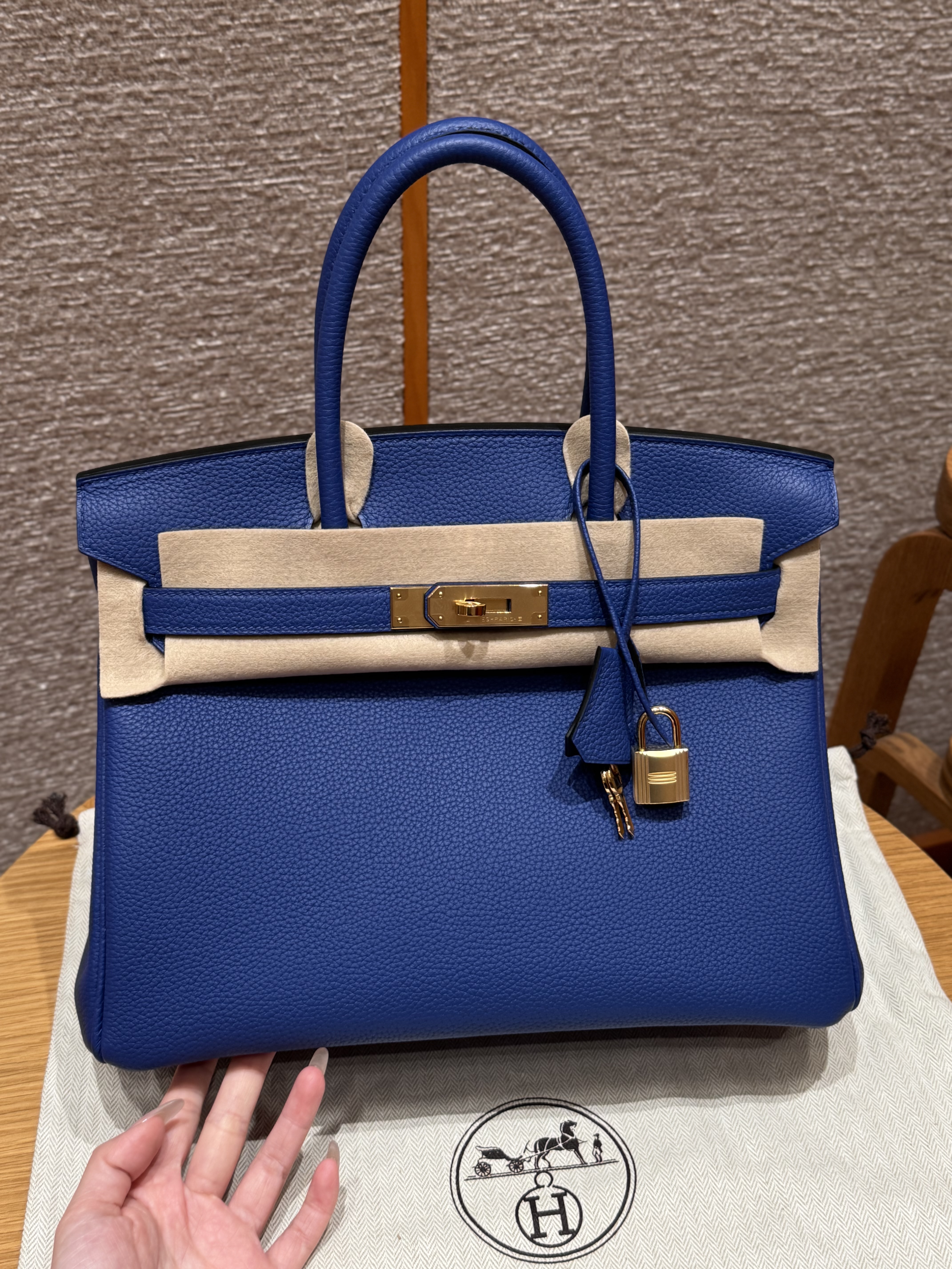 에르메스 Hermes Birkin 30cm Togo 7T Blue electric/gold