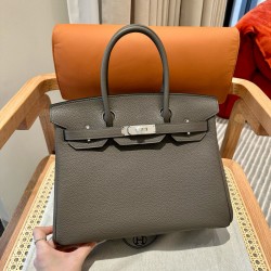 에르메스 Hermes Birkin 30cm Togo 8F Girs Etain/silver