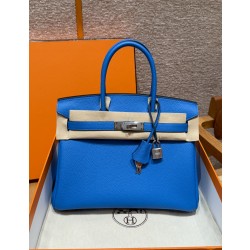 에르메스 Hermes Birkin 30cm Togo 17 Blue zalige/silver