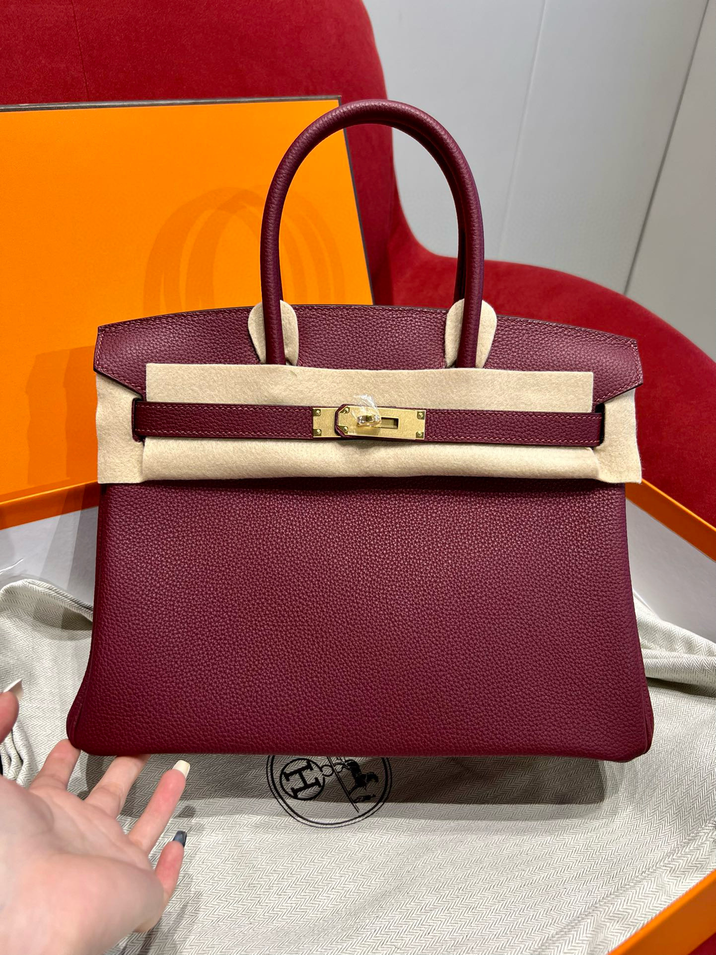 에르메스 Hermes Birkin 30cm Togo 57 Bordeaux/gold