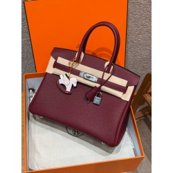 에르메스 Hermes Birkin 30cm Togo 57 Bordeaux/silver