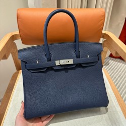 에르메스 Hermes Birkin 30cm Togo 73 Blue saphir/silver