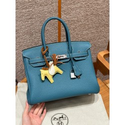에르메스 Hermes Birkin 30cm Togo 75 Blue Jean/silver