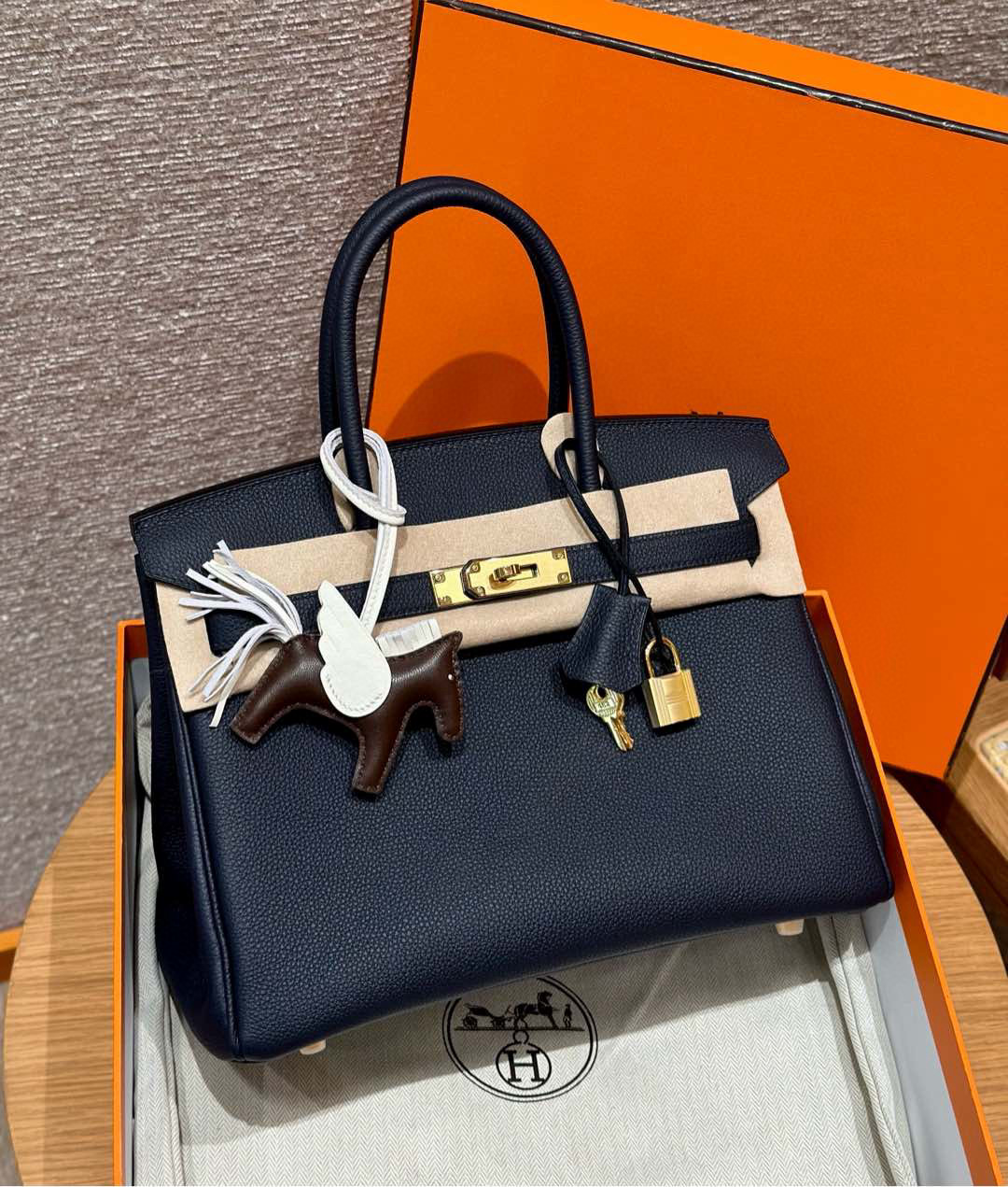 에르메스 Hermes Birkin 30cm Togo 76 Blue indigo/gold