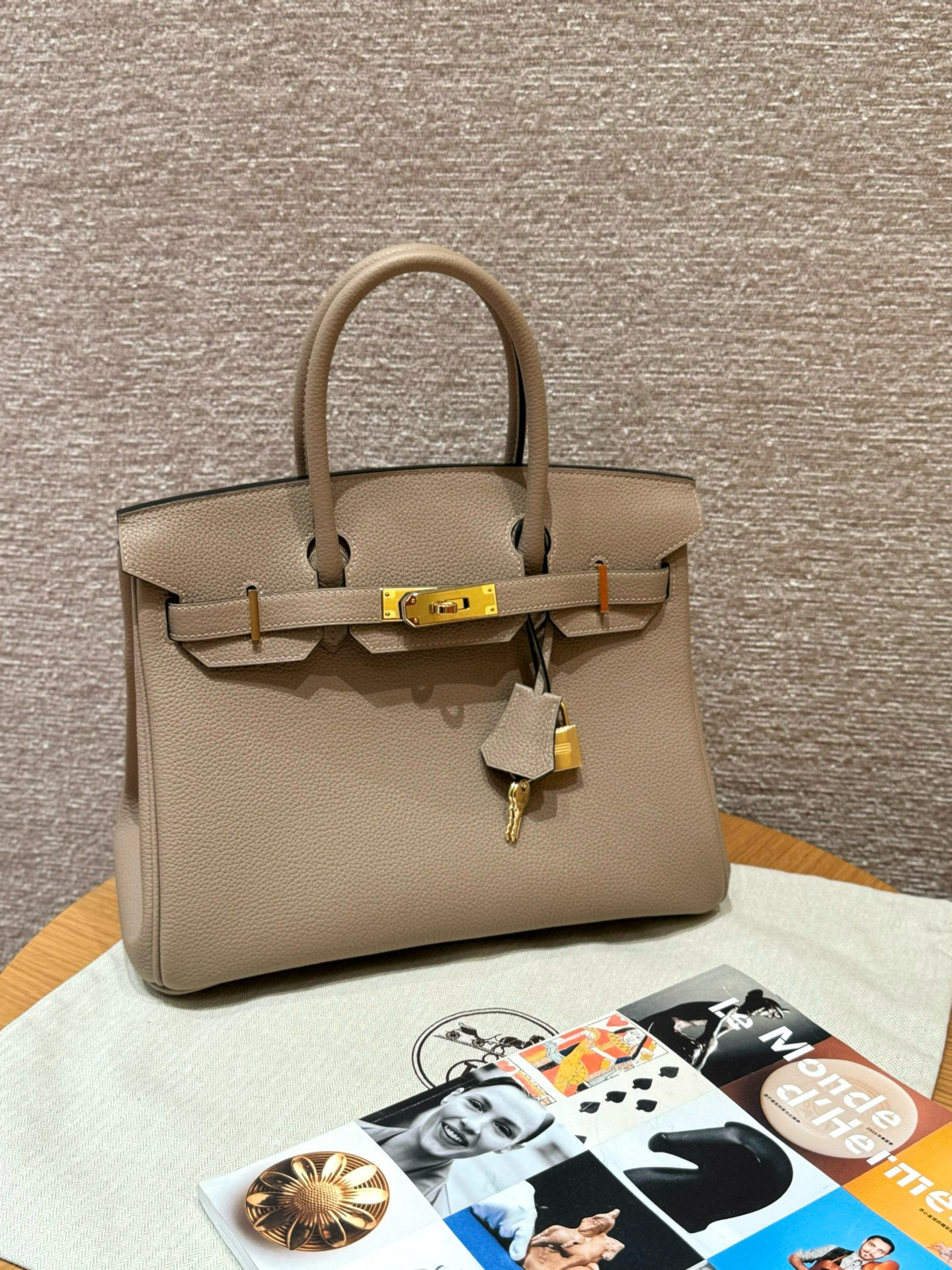 에르메스 Hermes Birkin 30cm Togo 81 Girs Tourterlle/gold