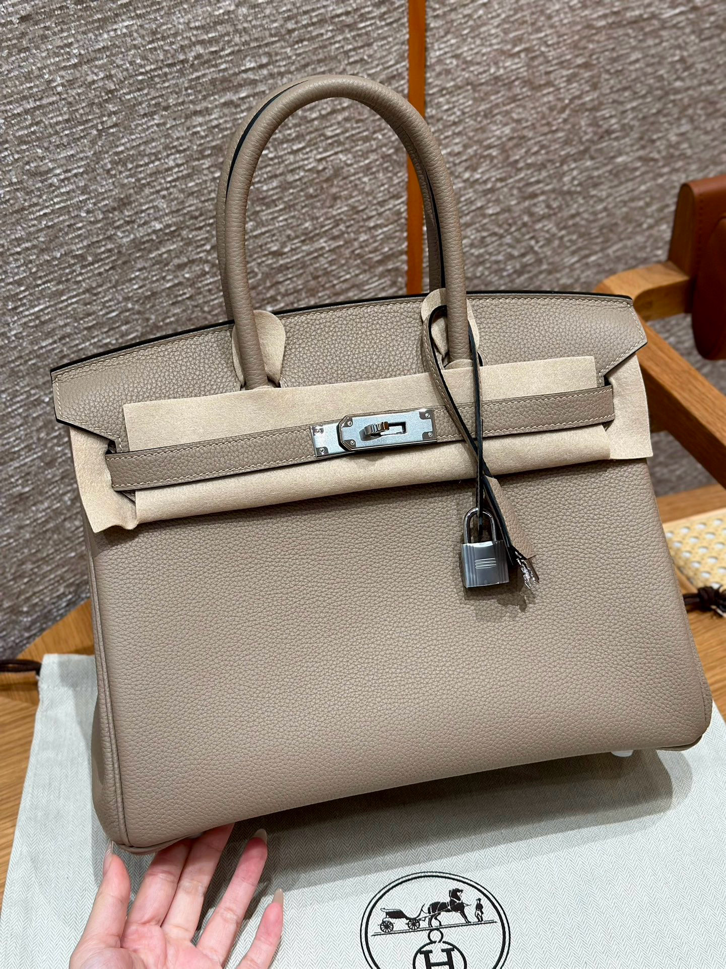 에르메스 Hermes Birkin 30cm Togo 81 Girs Tourterlle/silver