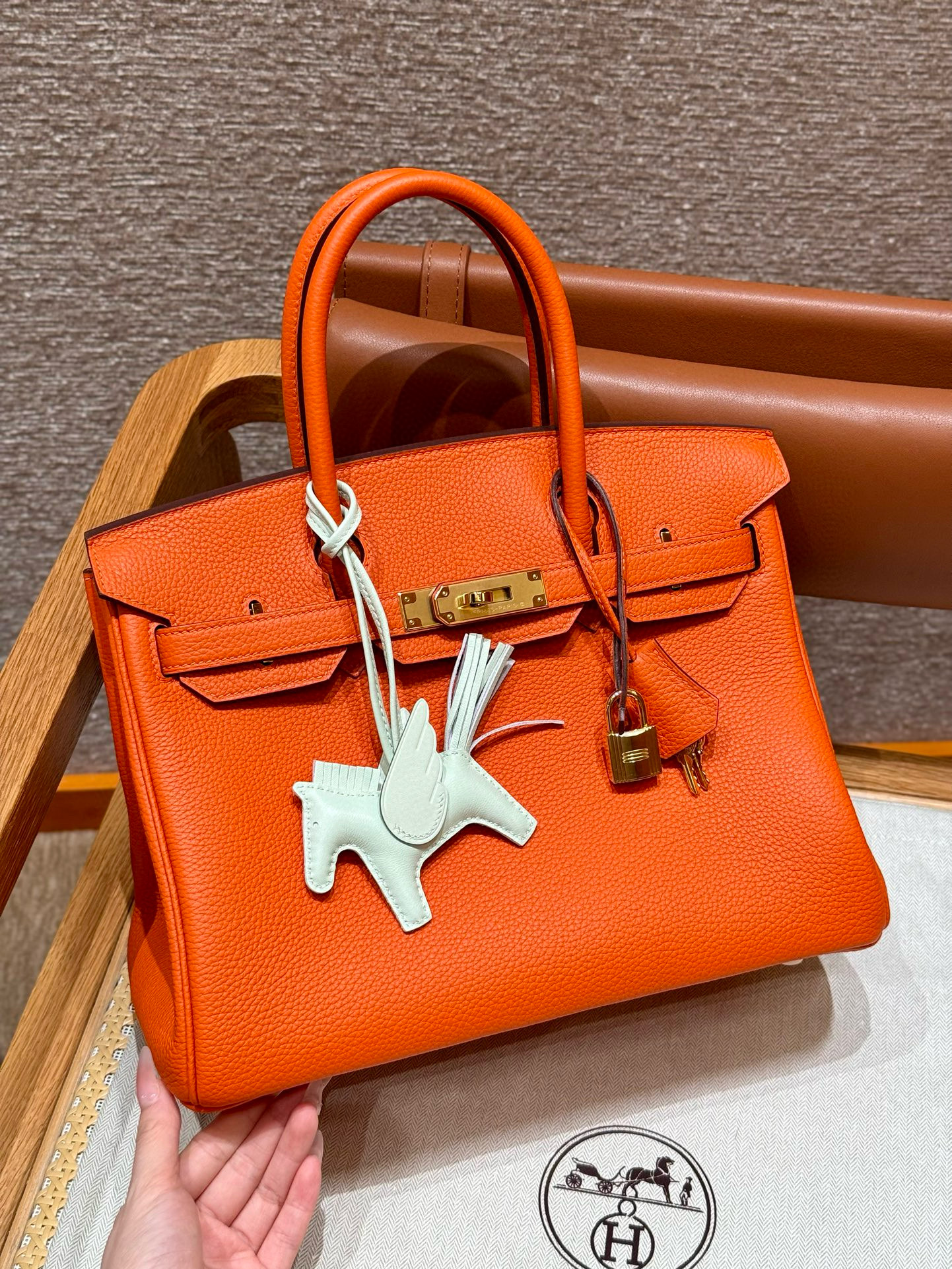에르메스 Hermes Birkin 30cm Togo 93 Orange/gold