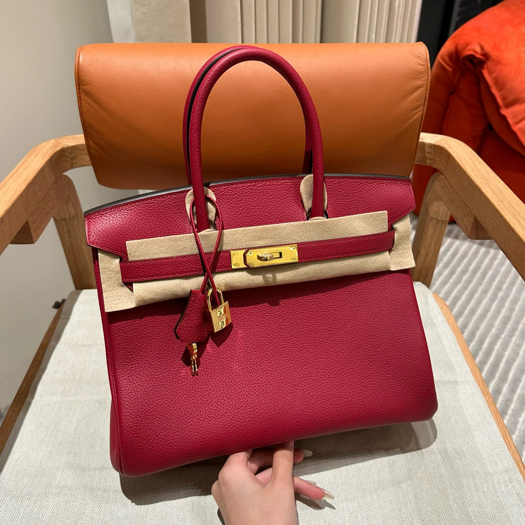 에르메스 Hermes Birkin 30cm Togo K1 Rouge grenat/gold