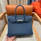 에르메스 Hermes Birkin 30cm Togo R2 Blue agate/silver