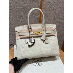 에르메스 Hermes Birkin 30cm Matte Alligator 8L Beton/gold