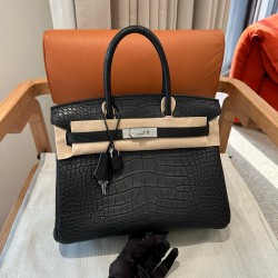 에르메스 Hermes Birkin 30cm Matte Alligator 89 Noir/silver