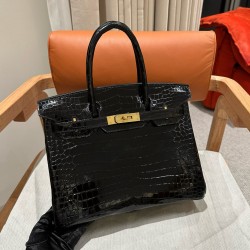 에르메스 Hermes Birkin 30cm Niloticus 89 Noir/gold