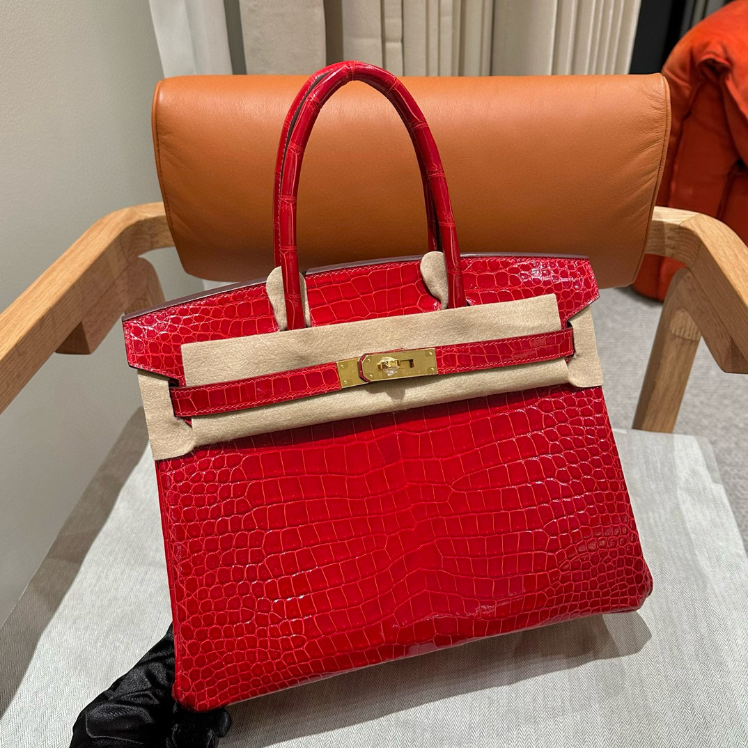에르메스 Hermes Birkin 30cm Porosus Crocodile 95 Braise/gold